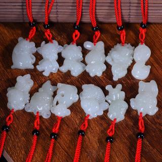 厂家直供 和田玉十二生肖吊坠 男女宝宝卡通挂件玉石生肖吊坠